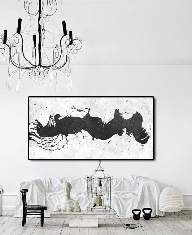 Original Art Acrylic Painting,Oversized Panoramic Minimal Art On Canvas - Artwork For Sale